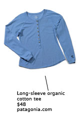 Long-sleeve organic cotton tee ($48) http://www.patagonia.com
